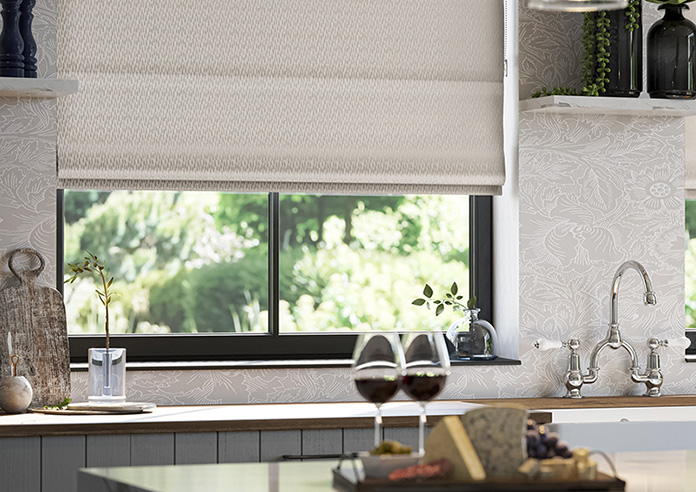 Dew Drop, Metallic Ivory - Motorised Roman Blind - Image 5